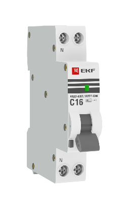Выключатель автоматический дифференциального тока 1мод. С 16А 30мА тип AС 6кА АВДТ-63М (электрон.) PROxima EKF DA63M-16-30
