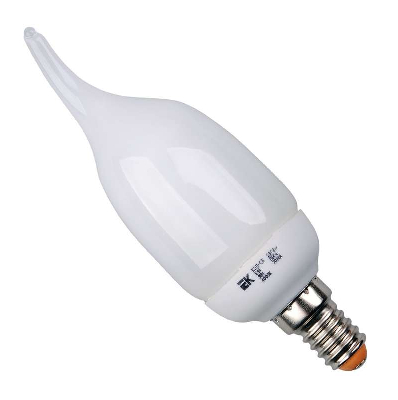 Лампа люминесцентная компакт. КЭЛ-CВ 9Вт E14 свеча 2700К IEK LLE61-14-009-2700