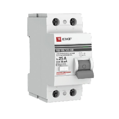 Выключатель дифференциального тока (УЗО) 2п 25А 30мА тип AC ВД-100 PROxima (электромех.) EKF elcb-2-25-30-em-pro