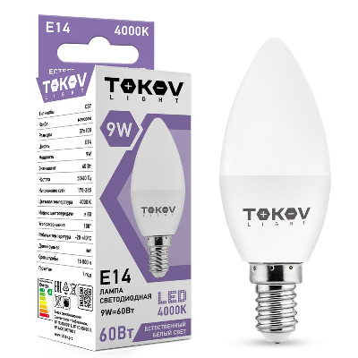 Лампа светодиодная 9Вт С37 4000К Е14 176-264В TOKOV LIGHT TKL-C37-E14-9-4K