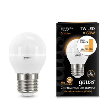 Лампа светодиодная Black Globe 7Вт E27 3000К step dimmable диммир. Gauss 105102107-S