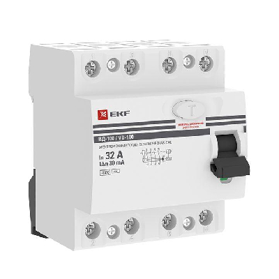 Выключатель дифференциального тока (УЗО) 4п 32А 30мА тип AC ВД-100 PROxima (электромех.) EKF elcb-4-32-30-em-pro