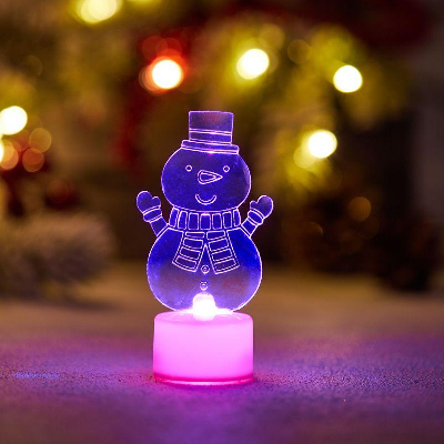 Фигура светодиодная "Снеговик с шарфом 2D" на подставке RGB Neon-Night 501-053