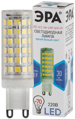 Лампа светодиодная JCD-9W-CER-840-G9 720лм ЭРА Б0033186