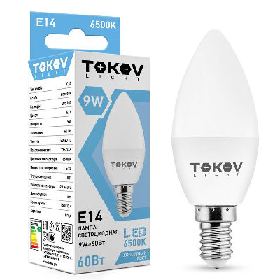 Лампа светодиодная 9Вт С37 6500К Е14 176-264В TOKOV LIGHT TKL-C37-E14-9-6.5K