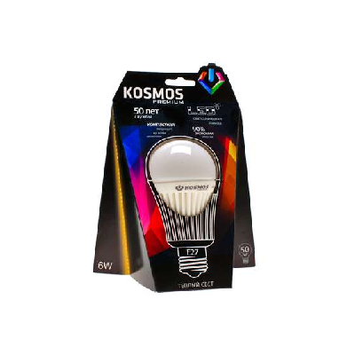 Лампа светодиодная KOSMOS premium 6Вт грушевидная A55 E27 230В 3000К Космос KLED6wA55230vE2727