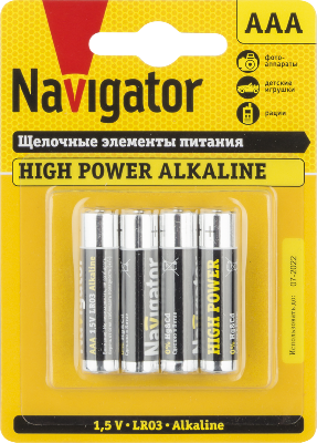 Элемент питания алкалиновый 94 751 NBT-NE-LR03-BP4 (блист.4шт) Navigator 94751