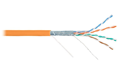 Кабель витая пара F/UTP кат.5e 4х2х24AWG solid LSZH оранж. (уп.305м) NIKOLAN NKL 2200C-OR